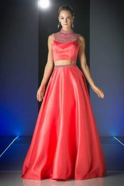 Formal Gowns Cinderella Divine - Beaded High Neck Two Piece Evening Gown