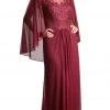 Formal Gowns Cinderella Divine - Beaded Lace Sheath Dress With Sheer Cape 2 Formal Gowns Cinderella Divine - Beaded Lace Sheath Dress With Sheer Cape