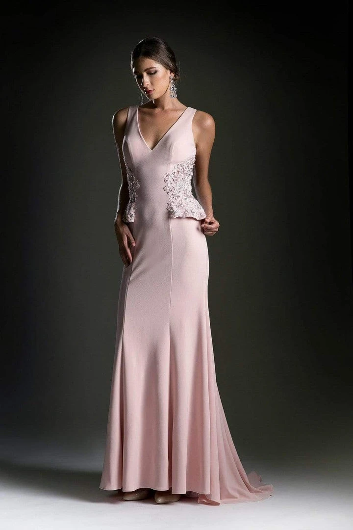 Cinderella Divine - Beaded Lace V-neck Trumpet Dress 5 Cinderella Divine - Beaded Lace V-neck Trumpet Dress