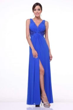 Formal Gowns Cinderella Divine - Bedazzled Plunging V-neck A-line Dress