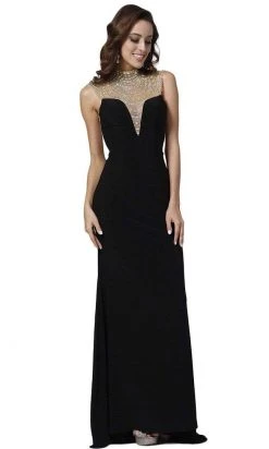 Formal Gowns Cinderella Divine - Bejeweled Illusion High Neck Sheath Dress 8904 - 1 Pc Red In Size 4 Available