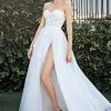 Formal Gowns Cinderella Divine Bridal - Strapless Bustier Applique Tulle Bridal Gown CB065W - 1 Pc Off White In Size 10 Available