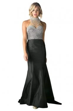 Formal Gowns Cinderella Divine - C1888 Beaded High Halter Mermaid Gown