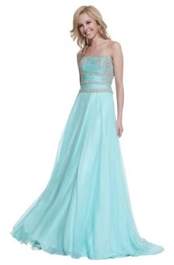 Cinderella Divine - C205 Beaded Strapless A-Line Gown Formal Gowns