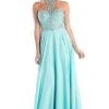 Cinderella Divine - C231 Beaded Halter A-Line Dress Formal Gowns