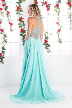 Cinderella Divine - C231 Beaded Halter A-Line Dress Formal Gowns