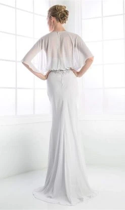 Cinderella Divine - C280 Sheer Batwing Capelet Metallic Appliqued Gown