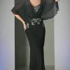 Cinderella Divine - C280 Sheer Batwing Capelet Metallic Appliqued Gown 2 Cinderella Divine - C280 Sheer Batwing Capelet Metallic Appliqued Gown