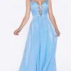 Formal Gowns Cinderella Divine - C286 Jewel Beaded Trim Ruched Bodice A-Line Gown