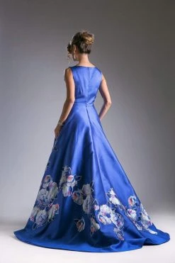 Formal Gowns Cinderella Divine - CA303 Satin Floral Sleeveless Ballgown