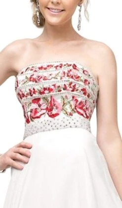 Cinderella Divine - CA311 Strapless Beaded Chiffon A-line Dress