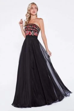 Cinderella Divine - CA311 Strapless Beaded Chiffon A-line Dress