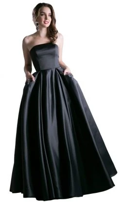 Cinderella Divine - CA317 Beaded Strapless Satin Ballgown Formal Gowns