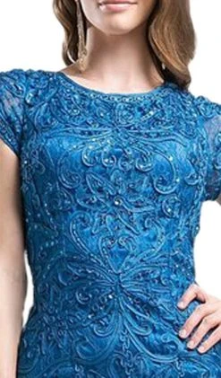 Cinderella Divine - Cap Sleeve Soutache Embellished Long Sheath Formal Dress Formal Gowns 14 Cinderella Divine - Cap Sleeve Soutache Embellished Long Sheath Formal Dress Formal Gowns