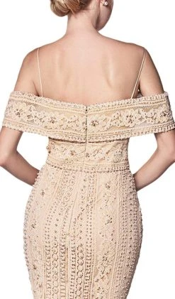 Cinderella Divine - CB0032 Off Shoulder Beaded Lace Mermaid Gown 10 Cinderella Divine - CB0032 Off Shoulder Beaded Lace Mermaid Gown