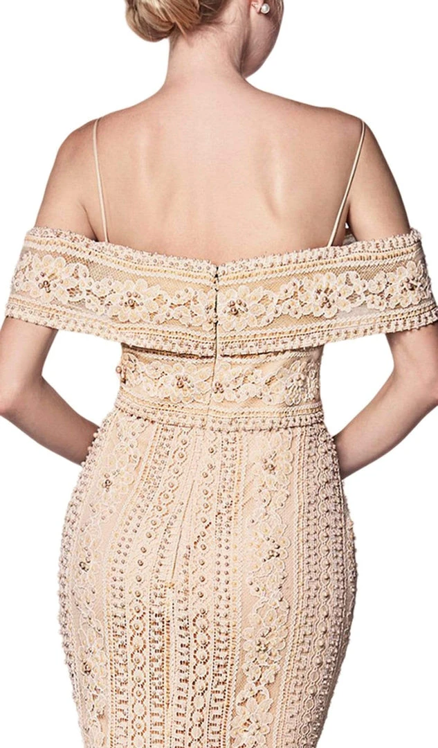 Cinderella Divine - CB0032 Off Shoulder Beaded Lace Mermaid Gown 6 Cinderella Divine - CB0032 Off Shoulder Beaded Lace Mermaid Gown