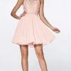 Cocktail Dresses Cinderella Divine - CD0141 Beaded Lace Halter Neck Chiffon Cocktail Dress - 1 Pc Blush In Size XS And 1 Pc Champagne In Size M Available 1 Cocktail Dresses Cinderella Divine - CD0141 Beaded Lace Halter Neck Chiffon Cocktail Dress - 1 Pc Blush In Size XS And 1 Pc Champagne In Size M Available
