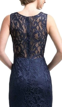 Cinderella Divine - CF067L Floral Lace Mock Two-Piece Sheath Long Formal Dress