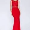 Formal Gowns Cinderella Divine - CF115 Sleeveless Lace Stretch Knit Sheath Dress