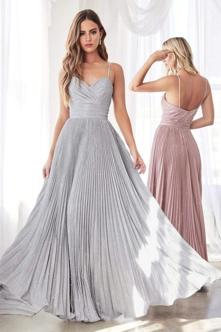 Formal Gowns Cinderella Divine - CH221 Pleated V-Neck Empire Glitter Dress 8 Formal Gowns Cinderella Divine - CH221 Pleated V-Neck Empire Glitter Dress