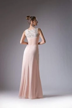 Cinderella Divine - CH525 Bateau Neckline Ruched Empire Waist Gown