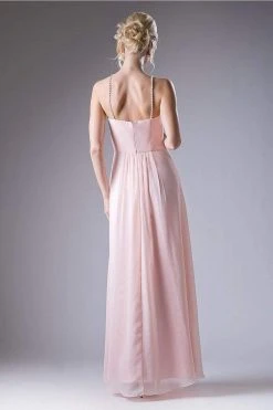 Cinderella Divine - CH529 Beaded Spaghetti Straps Chiffon A Line Gown Formal Gowns