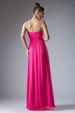 Cinderella Divine - CH529 Beaded Spaghetti Straps Chiffon A Line Gown Formal Gowns