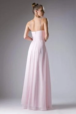 Cinderella Divine - CH529 Beaded Spaghetti Straps Chiffon A Line Gown Formal Gowns