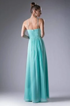 Cinderella Divine - CH529 Beaded Spaghetti Straps Chiffon A Line Gown Formal Gowns