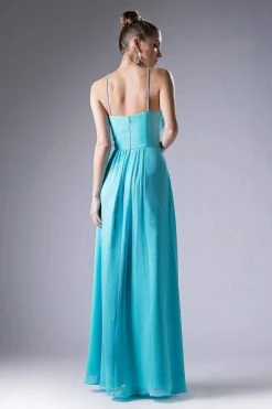 Cinderella Divine - CH529 Beaded Spaghetti Straps Chiffon A Line Gown Formal Gowns