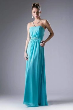 Cinderella Divine - CH529 Beaded Spaghetti Straps Chiffon A Line Gown Formal Gowns