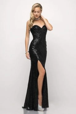 Formal Gowns Cinderella Divine - CH561 Strapless Sequined Pleated Sheath Dress 19 Formal Gowns Cinderella Divine - CH561 Strapless Sequined Pleated Sheath Dress