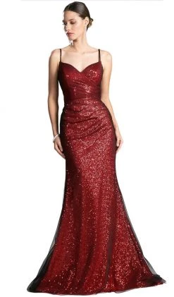 Cinderella Divine - CH570 Sequined Fitted Sweetheart Evening Dress Formal Gowns