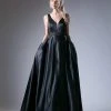 Cinderella Divine - CJ225 Beaded Belt Sleeveless Satin Evening Gown 2 Cinderella Divine - CJ225 Beaded Belt Sleeveless Satin Evening Gown