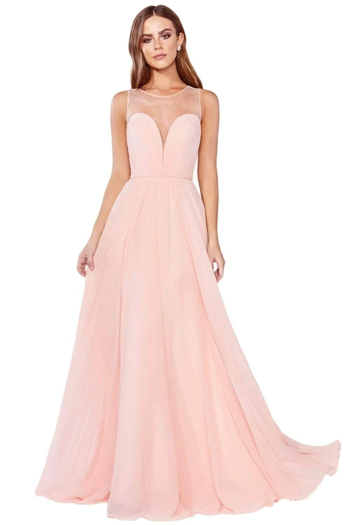 Cinderella Divine - CJ251 Illusion Neckline A-Line Chiffon Dress 3 Cinderella Divine - CJ251 Illusion Neckline A-Line Chiffon Dress