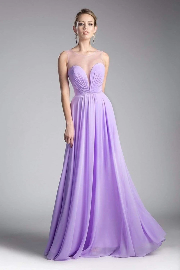 Cinderella Divine - CJ251 Illusion Neckline A-Line Chiffon Dress 8 Cinderella Divine - CJ251 Illusion Neckline A-Line Chiffon Dress