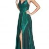 Cinderella Divine - CJ531 Plunging V-neck Pleated A-line Dress