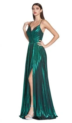 Cinderella Divine - CJ531 Plunging V-neck Pleated A-line Dress