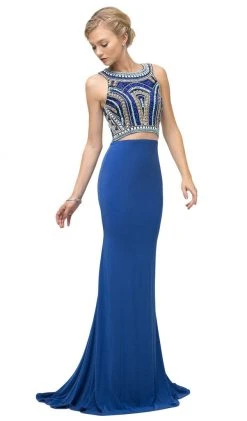 Cinderella Divine - CK39 Two Piece Beaded Halter Trumpet Dress
