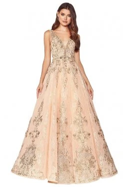 Cinderella Divine - CK801 Embroidered Long Ballgown Formal Gowns
