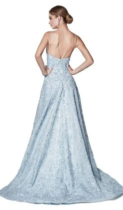 Formal Gowns Cinderella Divine - CK834 Floral Embroidered A-Line Long Gown