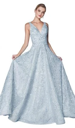 Formal Gowns Cinderella Divine - CK834 Floral Embroidered A-Line Long Gown