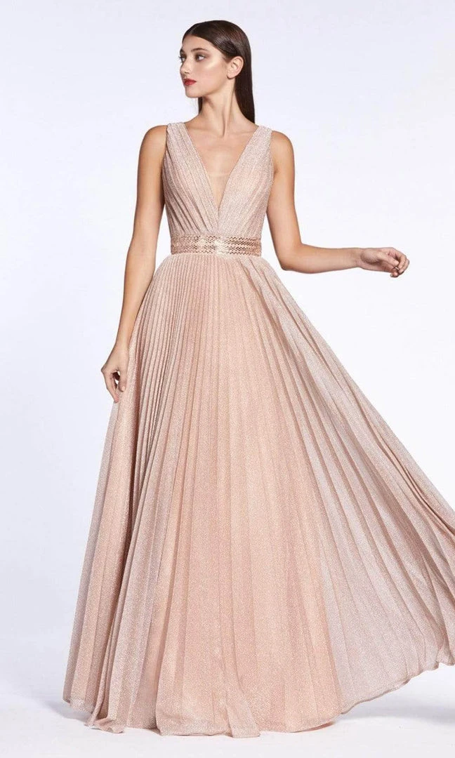 Formal Gowns Cinderella Divine - CM9086 V Neck Pleated Metallic Finish A-line Dress - 1 Pc Dusty Rose In Size 4 Available 5 Formal Gowns Cinderella Divine - CM9086 V Neck Pleated Metallic Finish A-line Dress - 1 Pc Dusty Rose In Size 4 Available
