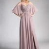 Cinderella Divine - Cold Shoulders Flutter Sleeve Evening Dress CJ267 - 1 Pc Dusty Rose In Size 4 Available 1 Cinderella Divine - Cold Shoulders Flutter Sleeve Evening Dress CJ267 - 1 Pc Dusty Rose In Size 4 Available