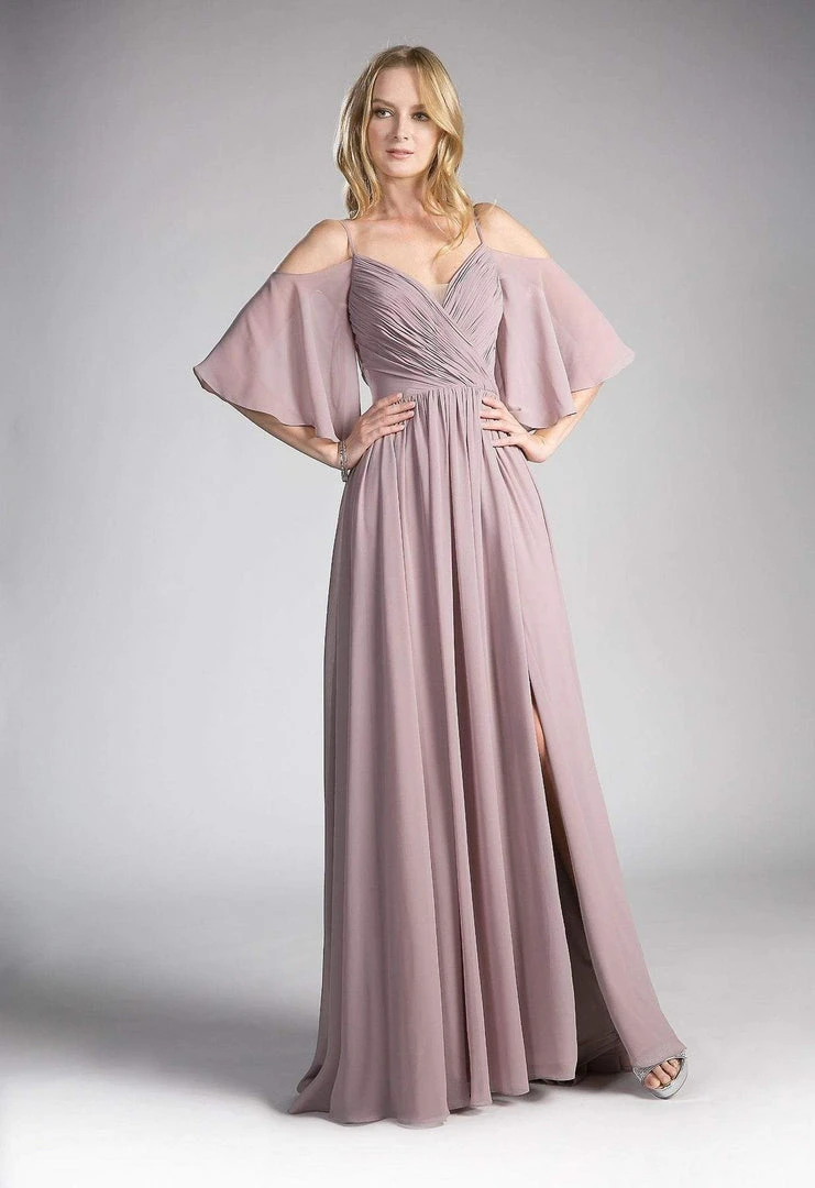 Cinderella Divine - Cold Shoulders Flutter Sleeve Evening Dress CJ267 - 1 Pc Dusty Rose In Size 4 Available 3 Cinderella Divine - Cold Shoulders Flutter Sleeve Evening Dress CJ267 - 1 Pc Dusty Rose In Size 4 Available