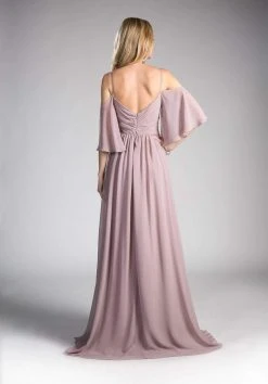 Cinderella Divine - Cold Shoulders Flutter Sleeve Evening Dress CJ267 - 1 Pc Dusty Rose In Size 4 Available 5 Cinderella Divine - Cold Shoulders Flutter Sleeve Evening Dress CJ267 - 1 Pc Dusty Rose In Size 4 Available