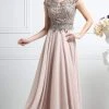 Cinderella Divine - CR721 Beaded V-Neck A-Line Dress Formal Gowns