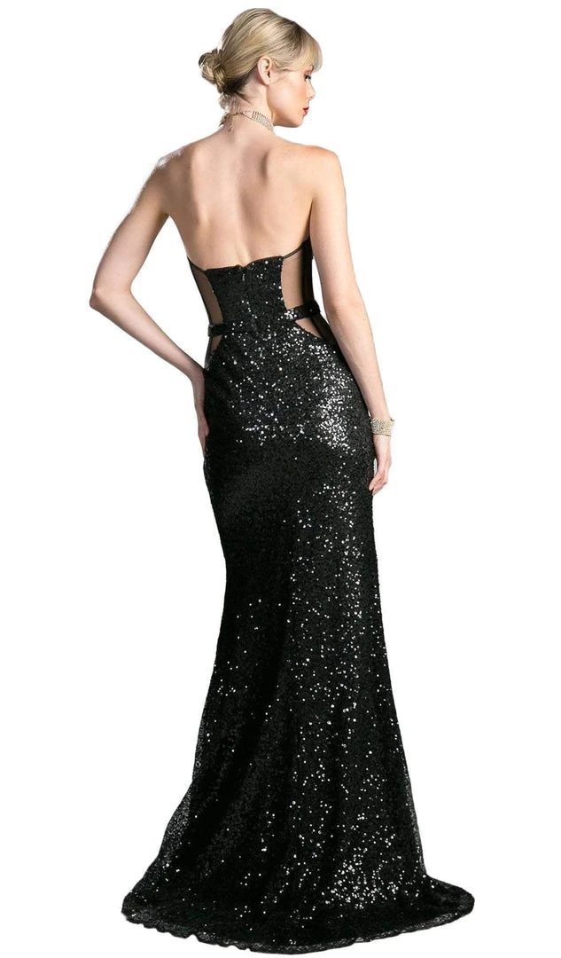 Cinderella Divine - CR803 Strapless Illusion Sequined Evening Gown Formal Gowns 5 Cinderella Divine - CR803 Strapless Illusion Sequined Evening Gown Formal Gowns