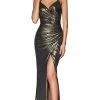 Cinderella Divine - CR825 Metallic Wrap-Style High Slit Gown Formal Gowns 2 Cinderella Divine - CR825 Metallic Wrap-Style High Slit Gown Formal Gowns