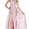 Formal Gowns Cinderella Divine - CR834 Strappy Strapless Dress With Slit 1 Formal Gowns Cinderella Divine - CR834 Strappy Strapless Dress With Slit